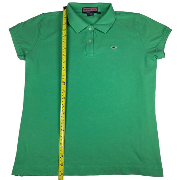 Vineyard Vines Women’s Polo Shirt Size Medium Green Short Sleeve Whale Logo - Picture 4 of 7